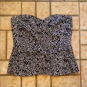Trina Turk Leopard Strapless Bustier Top